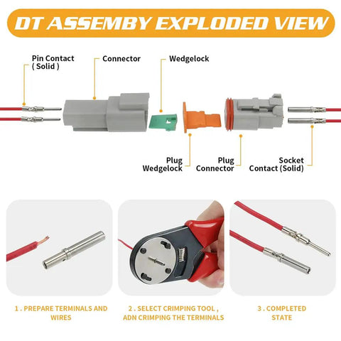 Exploded view of All In One Waterproof Wire Connector Kit 439 Pieces with crimp tool and sealed terminals for DIY repairs.