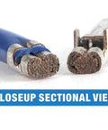 Closeup sectional view of crimped wire using Pro Grade Open Barrel Crimp Tool For Molex AMP TYCO Deutsch Terminals 24 14 AWG