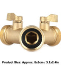 Solid Brass Y Shape Garden Hose Splitter With Leakproof Shut Off Valve For Effortless 2 Way Water Control And Easy Repair Kit Installation On Any Standard Hose, 8x6cm