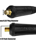 Close-up of DKJ10-25 10-25 push-connector with 9mm plug for 600 Amp Welding Electrode Holder Lead Assembly For ARC Stick Welder
