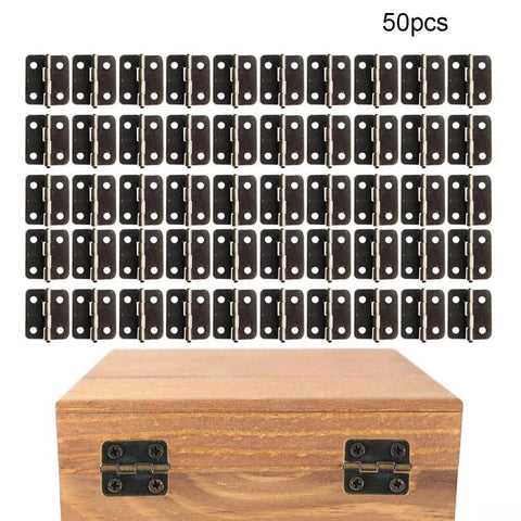 Antique Flat Hinge Kit For Wooden Boxes And Dollhouses, Bronze Finish Iron Hinge With Four Mounting Holes And Included Screws, 50 Pieces