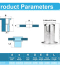Top Shelf Heavy Duty 1/4 Inch 20 Thread Rivet Nuts technical diagram showing dimensions and specifications for installation.