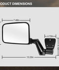 Passenger And Driver Side View Mirror Pair Replacement For Jeep Wrangler Manual Folding No Drilling Easy Install Black Finish