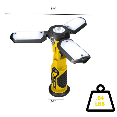 Super Bright Rechargeable Three Panel Foldable Led Satellite Work Light With Pivot Heads Delivering Up To One Thousand Lumens