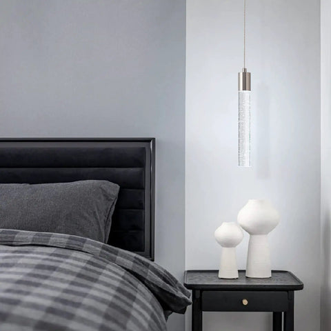 Modern Brushed Nickel Crystal Pendant Lights For Kitchen Island With Dimmable 3000K 4000K 6000K Switch 40W 3400 Lumens