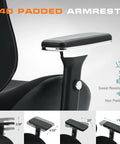 Close-up of 4D armrest on Heavy Duty 750Lb Big And Tall Office Chair With Wide Thick Seat Cushion, Ergonomic Mesh Desk Chair For Heavy Folks.