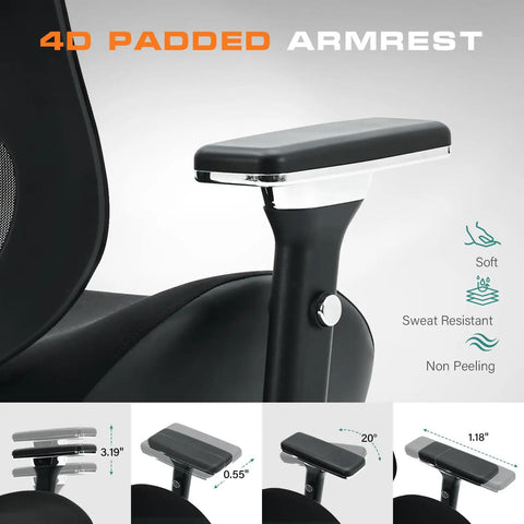 Close-up of 4D armrest on Heavy Duty 750Lb Big And Tall Office Chair With Wide Thick Seat Cushion, Ergonomic Mesh Desk Chair For Heavy Folks.