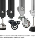 Set Of 4 2020 Aluminum T Slot Heavy Duty Foot Connectors With M8 Bolts Nuts For 20 Series Extruded Aluminum Profile Floor Mount Base Swivel Caster Corner Brackets, caster and foot options