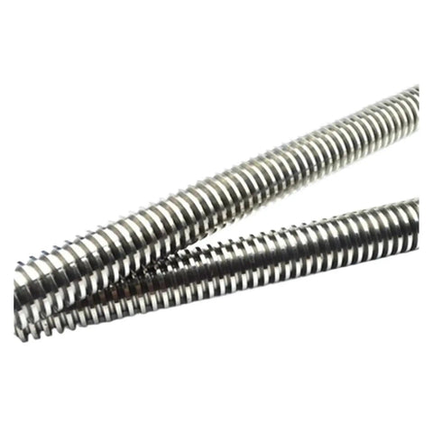 Close-up of Ball Screw With Nut T12x12 Large Lead Trapezoidal Screw for CNC Machines and 3D Printers, metal shaft detail