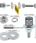 Dope Motorcycle License Plate Screws Four Piece Set Featuring Dice Bolt Decoration For Cars Bikes with black and silver alloy fasteners.
