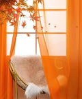 Orange Sheer Voile Window Curtain Panels 52 Inch Wide 84 Inch Long Rod Pocket 2 Panels Lightweight Polyester Sheers for home decor