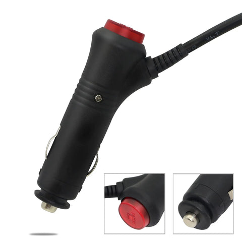 12V DC Auto Cigarette Lighter Power Adapter Cable With 5.5X2.1MM DC Plug And Switch Button in close-up view
