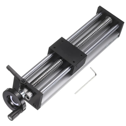 250mm Manual Sliding Table With Double Optical Axis Rails And Ball Screw SFU1605, 16mm Diameter, 5mm Pitch, Pro Grade CNC Linear Stage