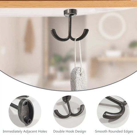 Close-up of one hook from Six Piece Crown Wall Hooks Set Zinc Alloy for Living Room, Office, and Bedroom, showcasing double hook design.