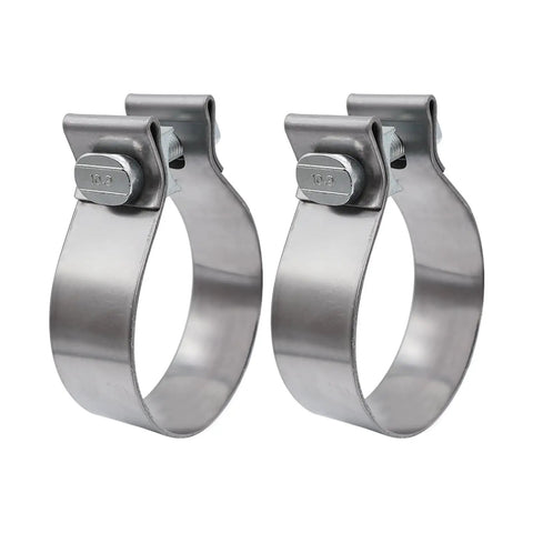 3 Inch Exhaust Clamp Narrow Band Stainless Steel Slip Fit Connector For 3 Inch OD To 3 Inch ID Exhaust Pipes, shown in 2 pack