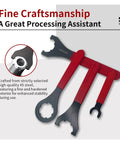 Premium ER16 ER20 ER25 ER32 Collet Chuck Spanner Wrench For CNC Milling Machine Lathe Tools with red ergonomic grips and 45 steel.