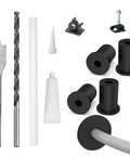 Cable Routing Kit For Three Quarter Inch Wall Holes With Four Wall Grommets And Spade Drill Bit Three Quarter Inch Includes Cable Pass Through Mounting Tool Wire Clips Adjustable Clips Silicone Sealant And A Complete Cable Management Set components