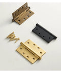Thick Solid Brass Door Gate Hinge Set Four Pack With Matte Antique Finish Heavy Duty And No Squeak Operation shown with screws