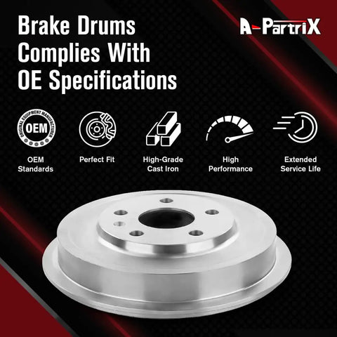 Heavy Duty Rear Brake Drums For Ford Transit Connect 2010 To 2013 Two Pack with high-grade cast iron material and perfect fit.