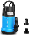 Front view of 1HP Submersible Sump Pump For Clean Or Dirty Water 4600 GPH Utility Pump with attachments, thermoplastic construction.