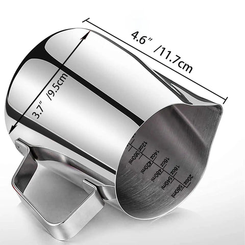 Stainless Steel Milk Frothing Pitcher With Double Scale Inside For Precise Milk Froth Easy Pour Dripless Spout 12 Oz 350 Ml