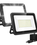 Two Pack 50W LED Flood Lights Outdoor Plug In 7000 Lumen IP65 Waterproof Security Lights for Yard Garden Patio 120° Beam