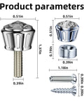 Sparkly Rhinestone License Plate Screw Caps 4 Pack Premium Alloy Bolt Covers White Crystal Auto Fasteners showing sizes and details.