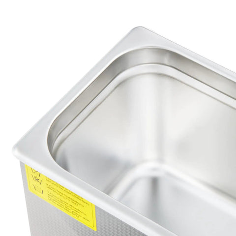 Close-up of stainless steel tank in 6L Ultrasonic Cleaner With 40kHz Power And 200W Heating, Digital Timer And 110V, Ideal For Watches