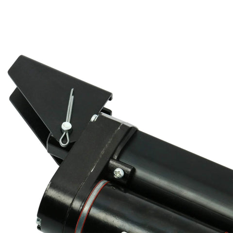 Black heavy-duty steel mounting bracket for linear actuator, side view
