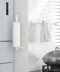 Gold Under Cabinet Paper Towel Holder With Self Adhesive Mount No Drill Wall Mounted Kitchen Organizer For Towels And Wraps Easy Peel And Stick Waterproof Stainless Steel Keeps Counters Clutter Free