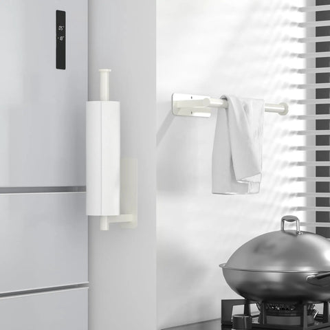 Gold Under Cabinet Paper Towel Holder With Self Adhesive Mount No Drill Wall Mounted Kitchen Organizer For Towels And Wraps Easy Peel And Stick Waterproof Stainless Steel Keeps Counters Clutter Free