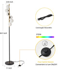 Diagram of Six Globe Floor Lamp With Glass Shade Tall LED Pole Light In Black And Gold Finish Mid Century Modern Style