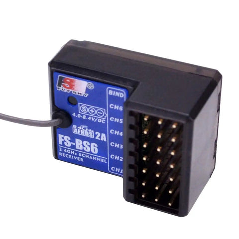 Ultra Lightweight 2.4Ghz 6CH AFHDS2 Receiver For RC Cars And Boats, front view showing connection ports