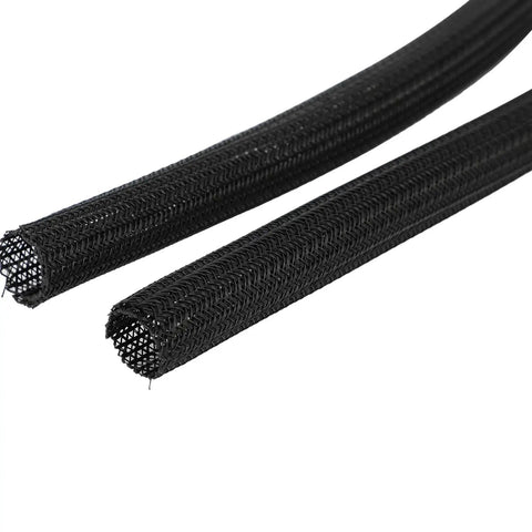 Close-up of black 4 To 5 Inch E Bike Cable Management Sleeve Universal Fit For Off Road Electric Motos And Dirt Bikes Split Sleeve Design