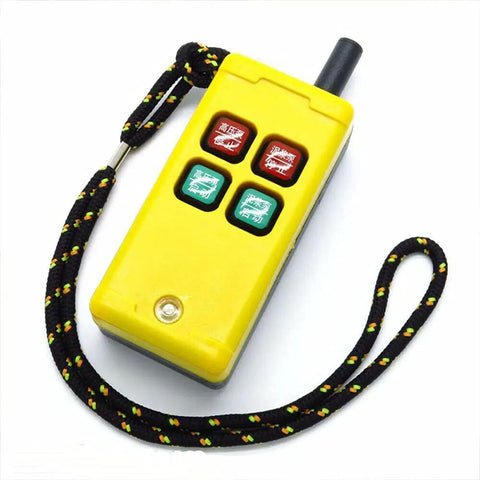 Heavy Duty Industrial Remote Control Switch For Mud Pumps With 1 Transmitter And 1 Receiver, 36VAC, 500m Range, Start Stop, Rugged Wireless Control System yellow handheld remote with 4 buttons and lanyard