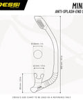 Diagram of Mini Dry Snorkel With Auto Closing Anti Splash Valve And Dry Top For No Mess Water Ingress, dimensions and features shown.