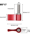 10 Pack M6 17mm Thumb Screws With Handle Red Rotating Knob Adjustable Lever Single Wing Easy Install No Tools Required
