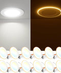 Slick 12 Pack Dual 5 And 6 Inch Led Recessed Downlights Featuring Adjustable 5Cct Color Temp Plus Integrated 2000K Night Light display.