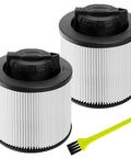 2 Pack DXVC4001 Replacement Filter For 4 To 5 Gallon Wet Dry Vacuums with cleaning brush, black and white pleated filters