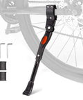 Adjustable Aluminum Bike Kickstand For 22 To 26 Inch Wheels, rear side stand installed on bike with tools and spacers