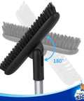 Heavy Duty Grout Scrub Brush With Long Handle For Bathroom Tiles And Shower Floors showing adjustable head and stiff bristles