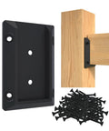 Heavy Duty Dope Deck Railing Bracket Connectors for 2X4 Wood Posts Actual 1.5 by 3.5 Inches Black Nylon with screws and wood post view