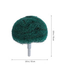 Scouring pad from 6 Piece Polishing Buffing Wheel Set With Easy Grip Handle For Wood And Metal, shown with dimensions.