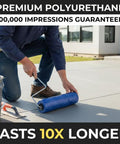 Man using a Durable Polyurethane Concrete Texture Roller For DIY And Pro Grade Projects 3 By 3 By 9 Inches Texturing Tool.