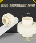 50 Pack CPVC Union Fittings 1 Inch By 1 Inch Slip Socket Pipe Connectors Featuring Slick Push Fit Design, size 1 inch shown.
