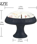 4 Pack Black Base Crystal Glass Kitchen Cabinet Knobs With Dope Vintage Dragonflies And Wildflowers Floral Design Decorative Drawer Pulls, side view with dimensions 35mm top diameter
