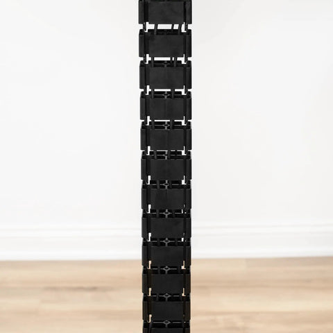 Front view of black Cable Management Kit With Adjustable Quad Entry Cord Organizer for clean no mess workspace cables