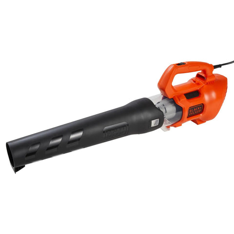 Corded Handheld Leaf Blower With 450 CFM And 140 MPH Power, Lightweight Axial Design, compact orange blower with black nozzle