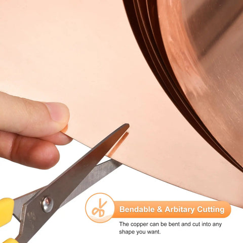 Cutting 8 Inch Copper Flashing Sheet Roll 99.9 Percent Pure Copper Strip For Electrical Do It Yourself Projects