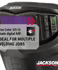 Close-up of Rebel Welding Mask With Digital Auto Darkening ADF Shield Hood showcasing control panel and display